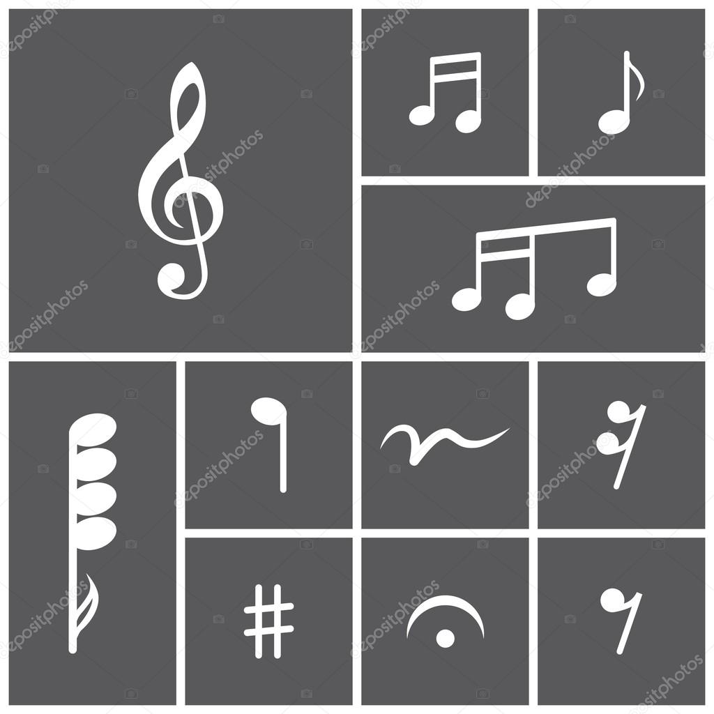 Icon set of musical notes.