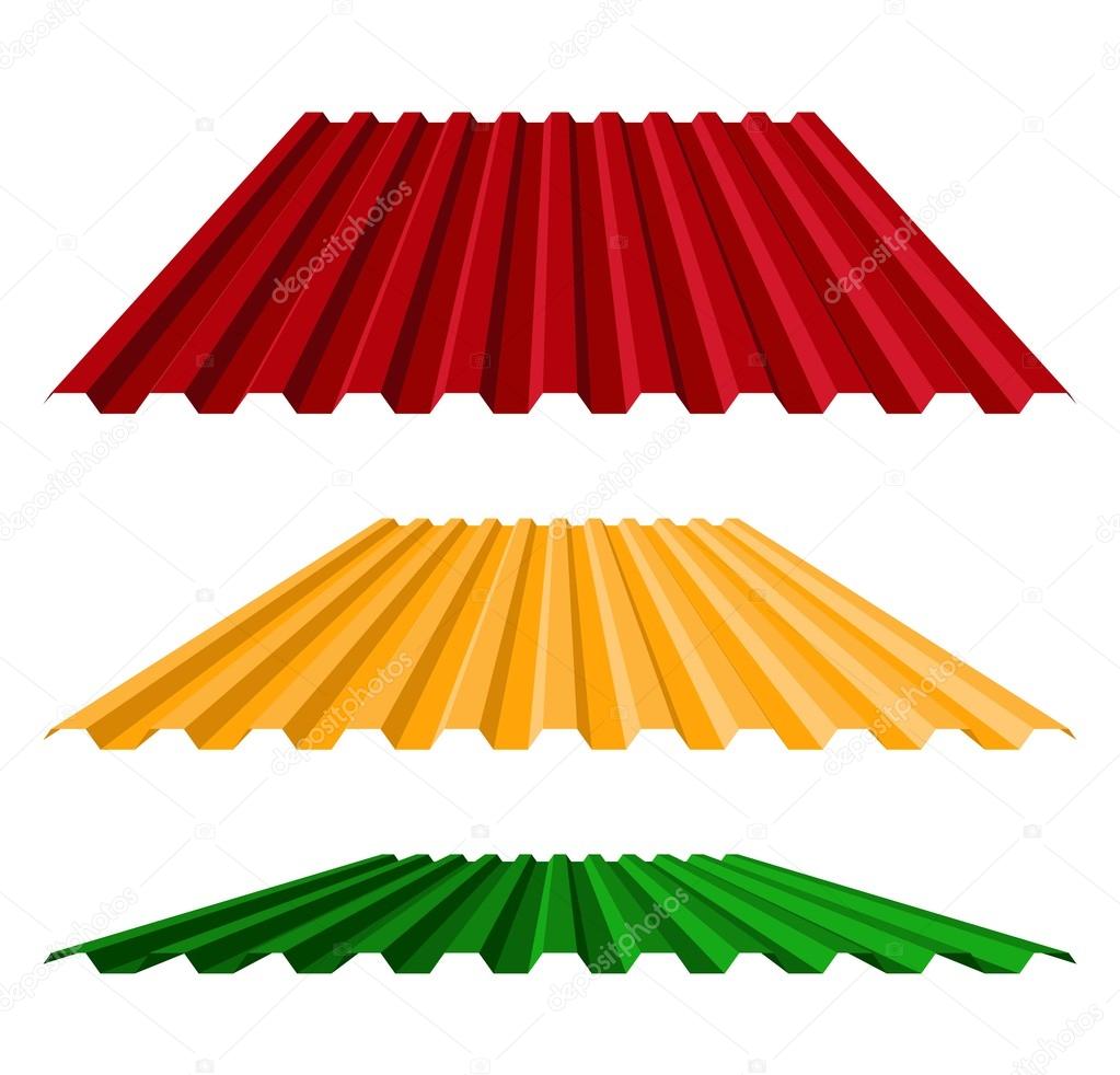 Vector: corrugated metal sheet | Corrugated metal roof — Stock Vector