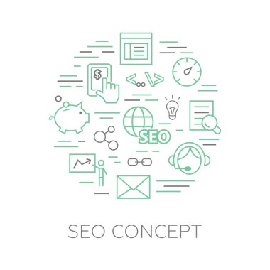 SEO concept made of pictograms