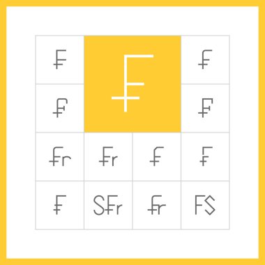 Thin line Swiss franc icons.