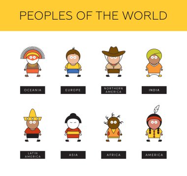 Peoples of world.Different race types