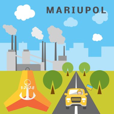 Cartoon  Mariupol landscape. clipart