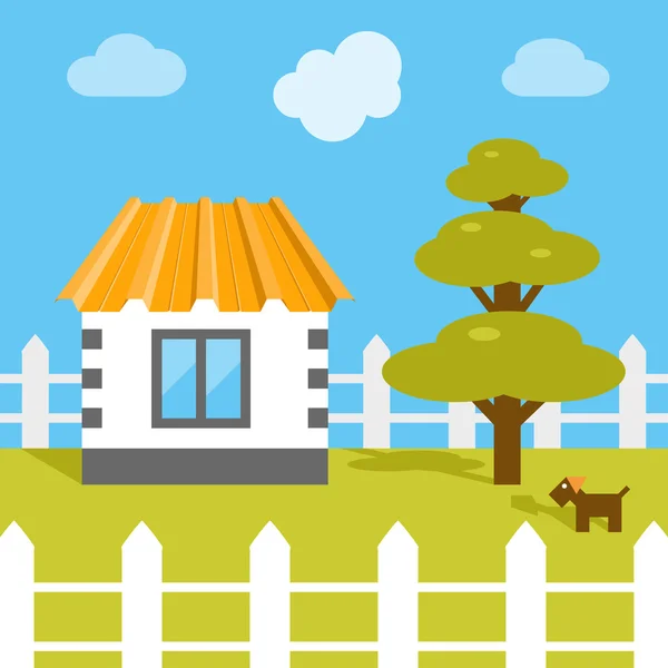 House standing on the yard — Stock Vector