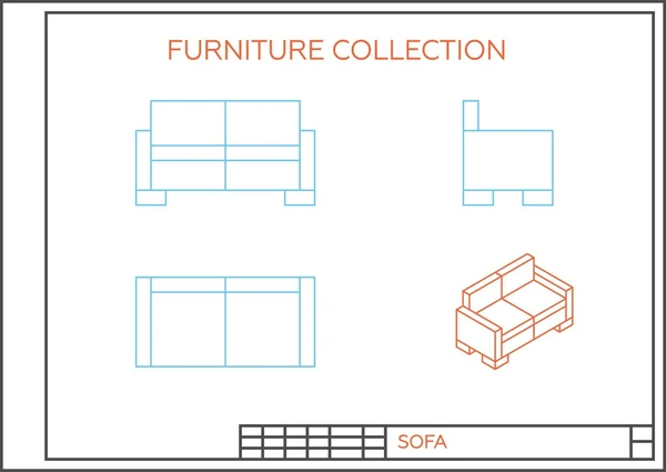 Isometrische pictogram van asofa — Stockvector