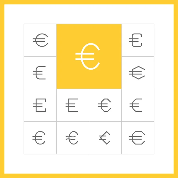 Thin line euro sign icons. — Stockový vektor