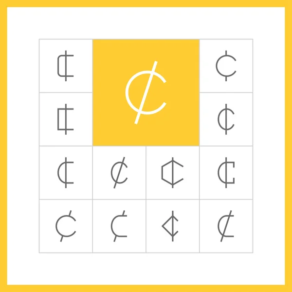 Thin line cent icons. — Stockový vektor