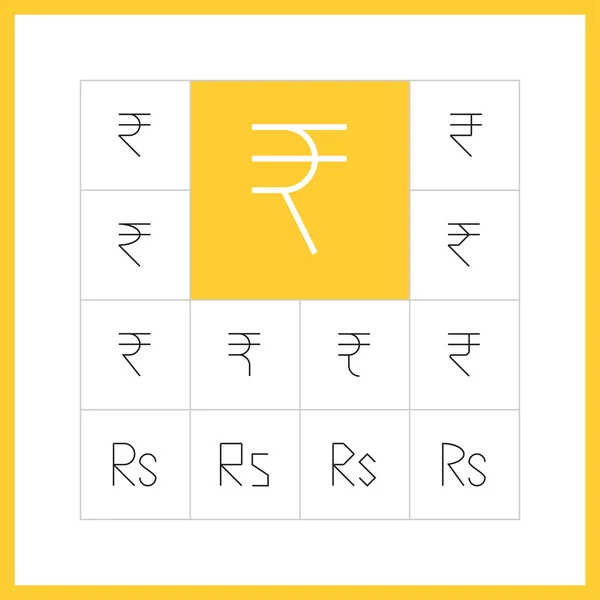 Iconos de rupia de línea delgada . — Archivo Imágenes Vectoriales