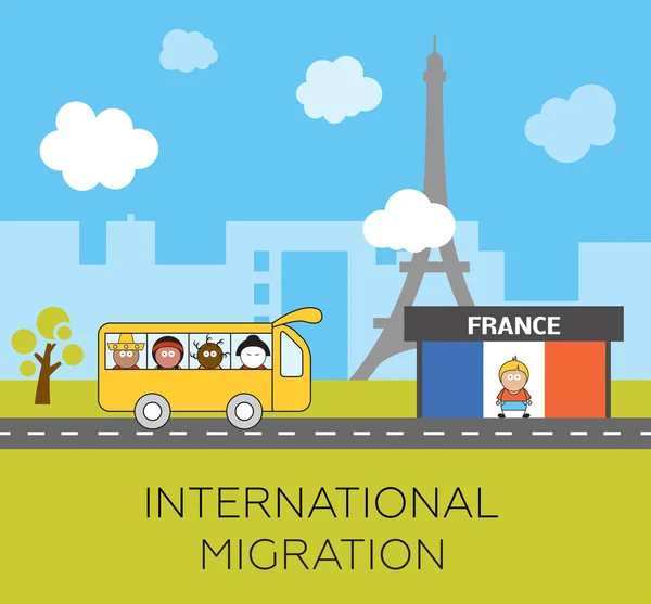 Concepto de migración internacional — Archivo Imágenes Vectoriales