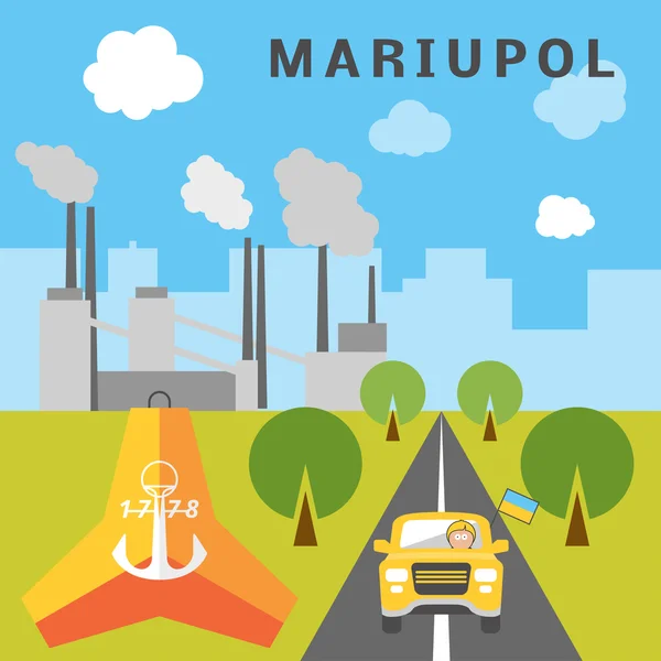 Desenhos animados Mariupol paisagem . —  Vetores de Stock