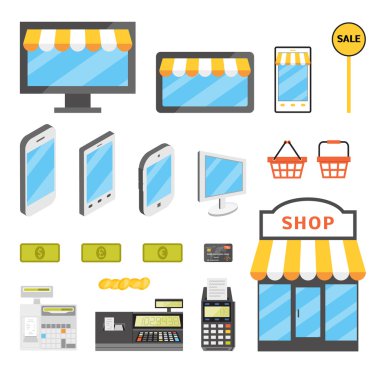 Online shopping icons clipart