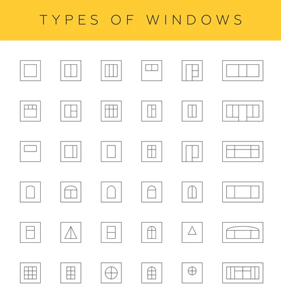 Tipos de ventanas diferentes — Vector de stock