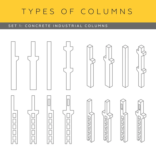 Columnas industriales de hormigón — Vector de stock