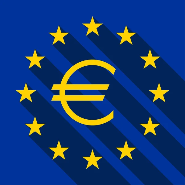 Bandeira da Europa com sinal Euro —  Vetores de Stock
