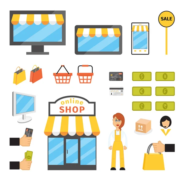 Online shopping icons — Stock Vector