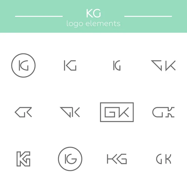 K ve G harfleri Monogram — Stok Vektör