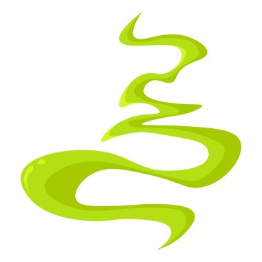 Kötü koku bulutu ikonu. Yeşil gaz zehirli duman ve pis koku etkisi. Beyaz arka planda izole edilmiş iğrenç koku ve zehir buharının düz vektör çizimi.