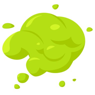 Kötü duman ikonu. Yeşil zehirli bulut dumanı ve pis koku etkisi. Beyaz arka planda izole edilmiş iğrenç koku ve zehir buharının düz vektör çizimi.