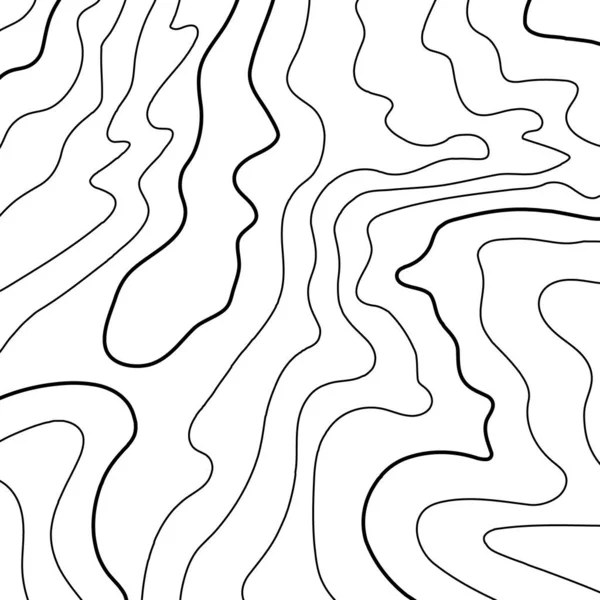 Kare haritadaki Topo çizgileri deseni. Topoğrafya ve açık hava macera tasarımları için dağlık arazi yüksekliği eğrileri olan vektör arkaplan. Siyah vektör beyaz arkaplanda izole edilmiş ana hatlar.