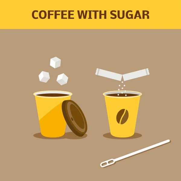 Kağıt bardak şekerli kahve — Stok Vektör