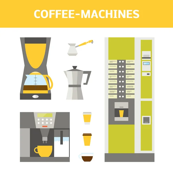 Conjunto de máquinas de café vectoriales — Vector de stock