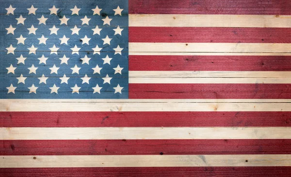 US-Flagge auf verblichenen Holzbrettern gemalt — Stockfoto