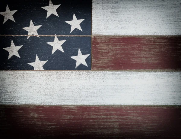 USA national colors painted on faded wooden boards with vignette — Stock Photo, Image