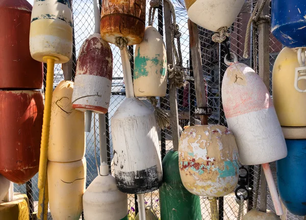 Old colorful Ocean buoys for commercial fishing — Stock Photo, Image