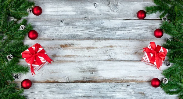 Natal Ano Novo Fundo Tema Feriado Com Ramos Perenes Outras — Fotografia de Stock