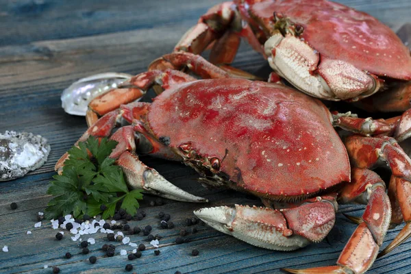 Caranguejo Recém Cozido Com Outros Ingredientes Vista Perto Para Conceito — Fotografia de Stock