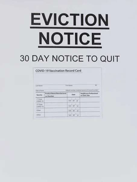 Rental Eviction Legal Notice Blank Covid Vaccine Card Eviction Moratorium — Stock Photo, Image