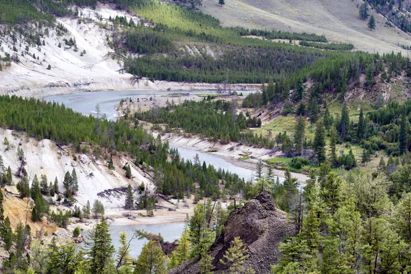 Rio Yellowstone fluindo através do Canyon — Fotografia de Stock