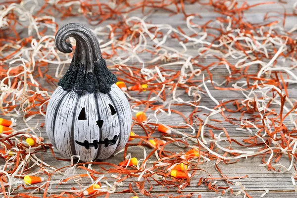 Scary black and white Halloween pumpkin — Stock Photo, Image