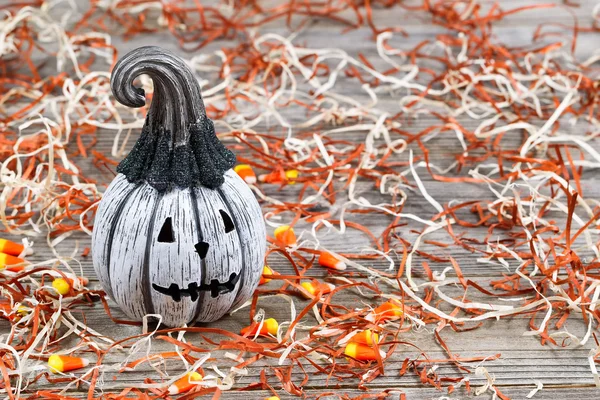 Effrayant noir et blanc Halloween citrouille — Photo