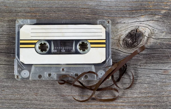 Old Cassette Tape on wood — Stock Photo, Image