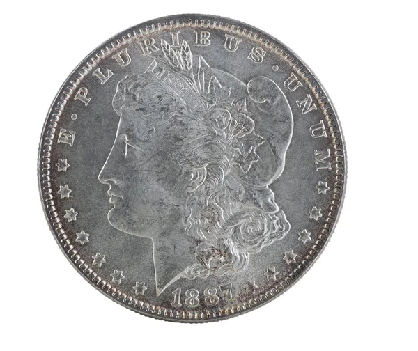 Sävytetty American Silver Dollar eristetty valkoinen — kuvapankkivalokuva