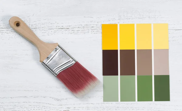 New hand paint brush and future several color sample templates — Stock Photo, Image