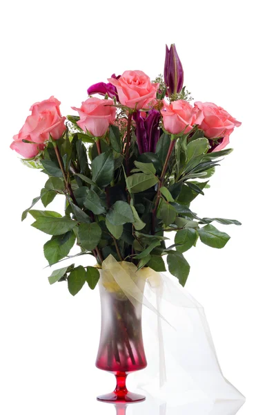 Pink Roses in Vase — Stock Photo, Image