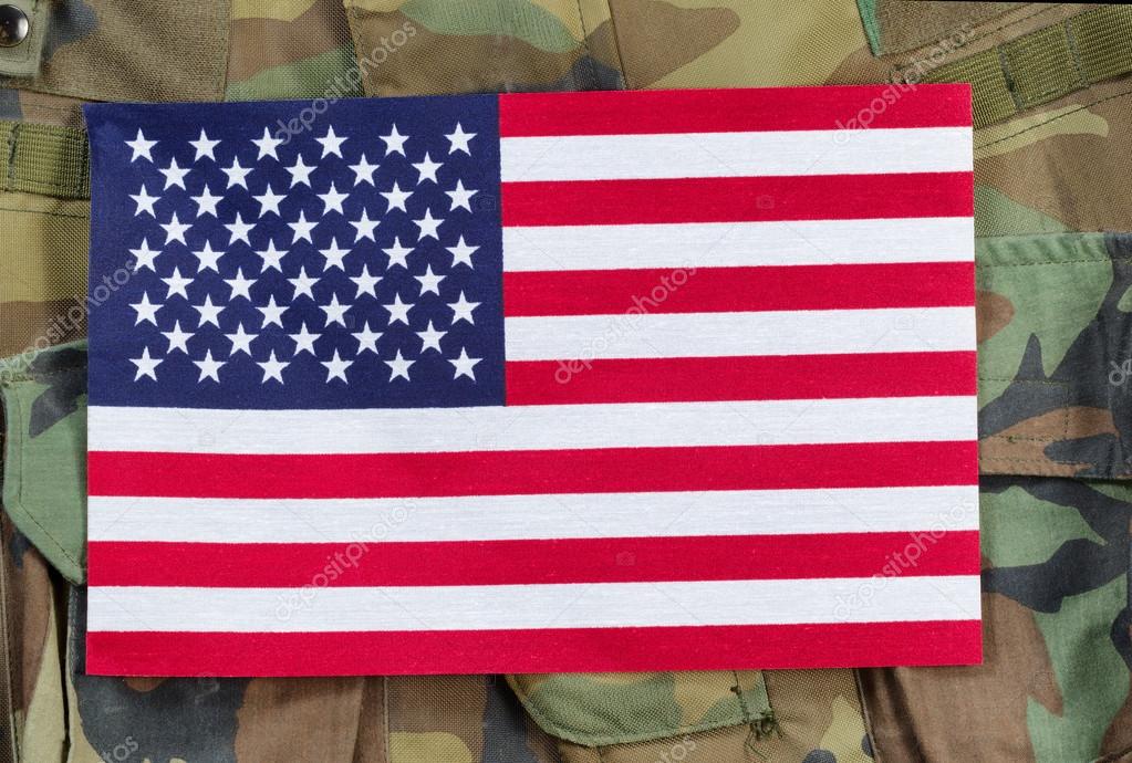 United States flag with military background