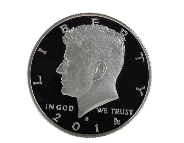 American Silver Half Dollar em fundo branco — Fotografia de Stock