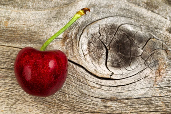 Rijp één black cherry oud hout — Stockfoto