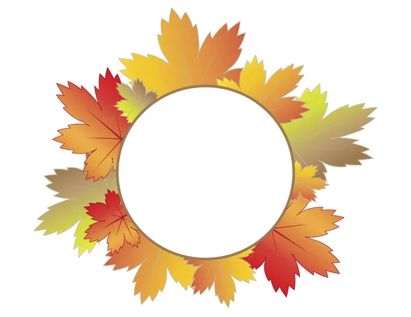 White circle surrounded by fall leaves — Stock Vector