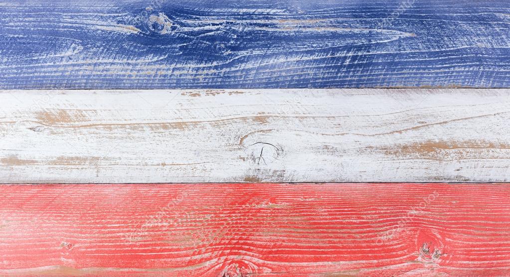 American national colors painted on fading wooden boards 