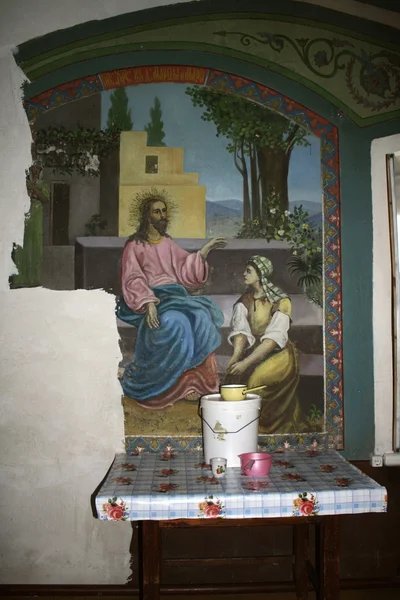 Vægmaleriet i templet til ære for Jomfruens beskyttelse - Stock-foto