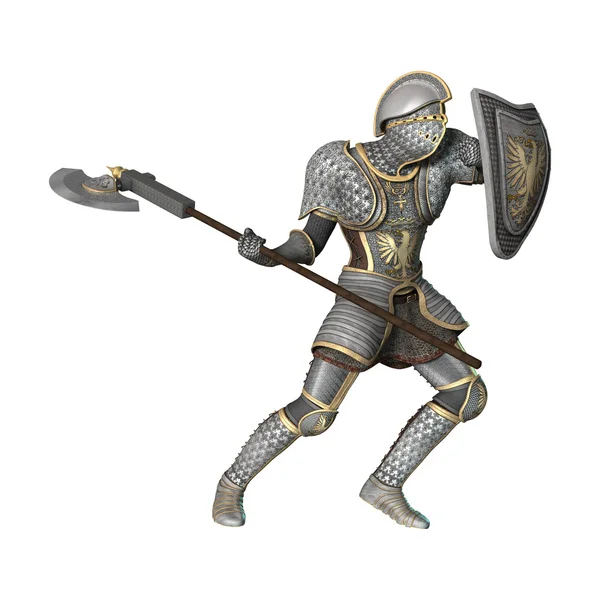 Beyaz üzerine Ortaçağ Knight — Stok fotoğraf