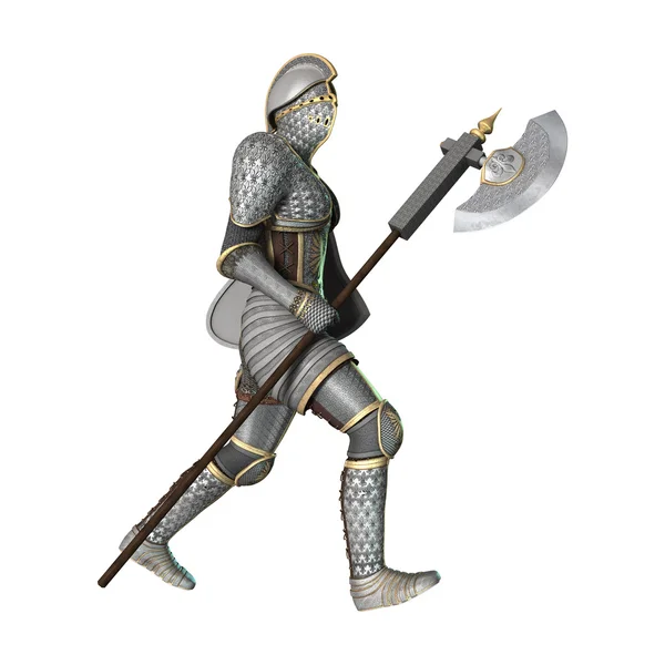 Средневековый рыцарь на белом — стоковое фото
