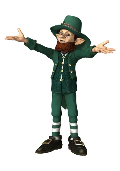 Fantasi Leprechaun di White — Stok Foto