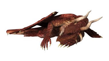3D illüstrasyon kırmızı fantezi Dragon beyaz