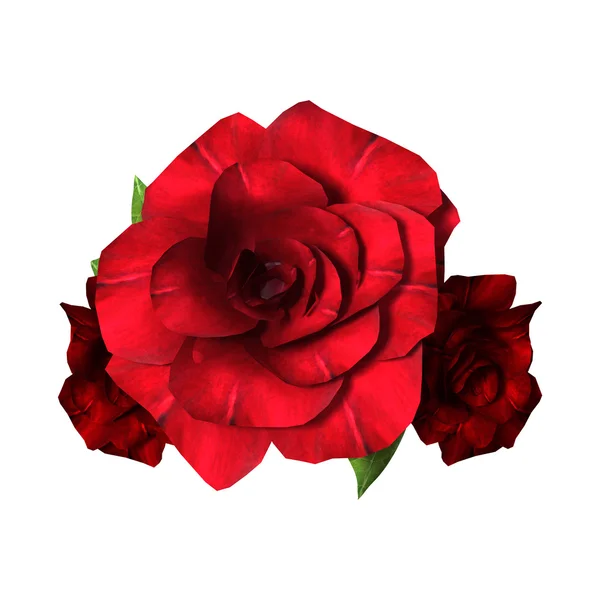 Ilustración 3D Rosas rojas en blanco — Foto de Stock