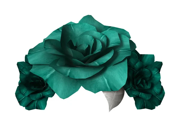 Ilustración 3D Rosas Verdes en Blanco — Foto de Stock