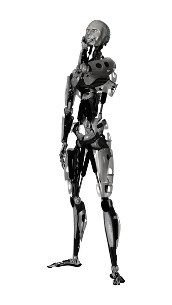 Ilustração 3D Masculino Cyborg em Branco — Fotografia de Stock